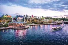 HTL-ORL Urban Waterfront With Boat And Buildings