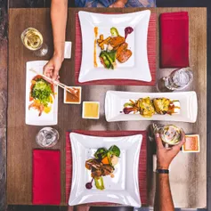 HTL-ORL Gourmet Dishes With Drinks On Table